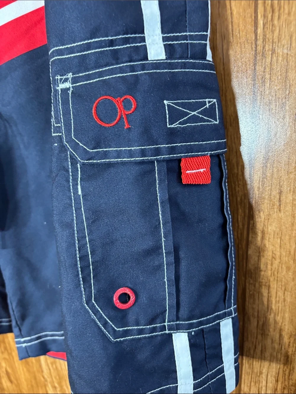 OP Red, White & Navy Striped Men's Board Shorts